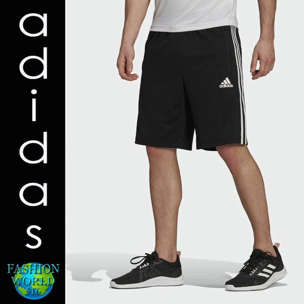 adidas Men's Designed 2 Move 3-Stripes Primeblue Shorts Black/White NWT